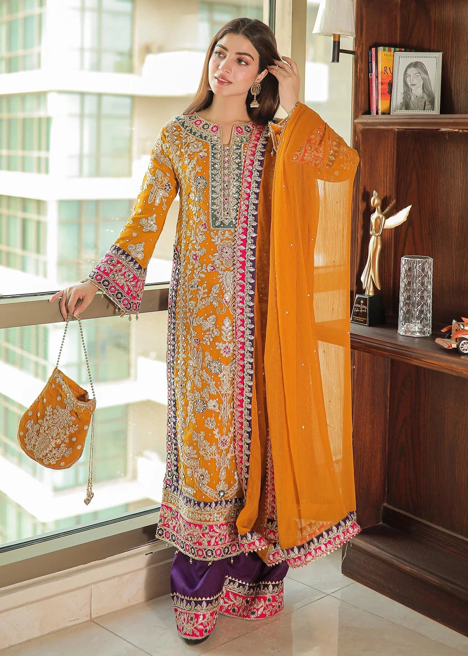 4 Piece Stitched Chiffon Embroidered - ZN-61