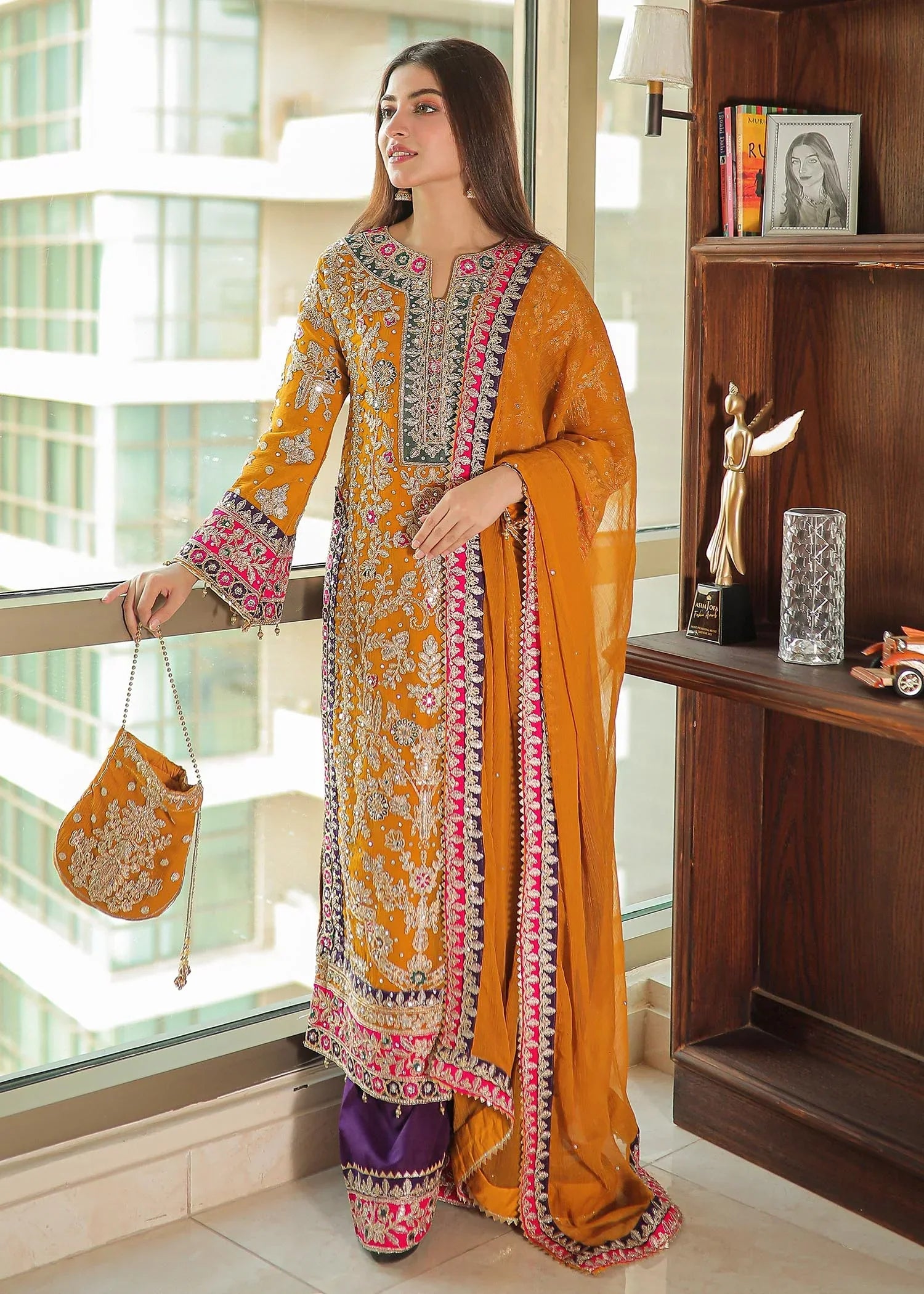 4 Piece Stitched Chiffon Embroidered - ZN-61