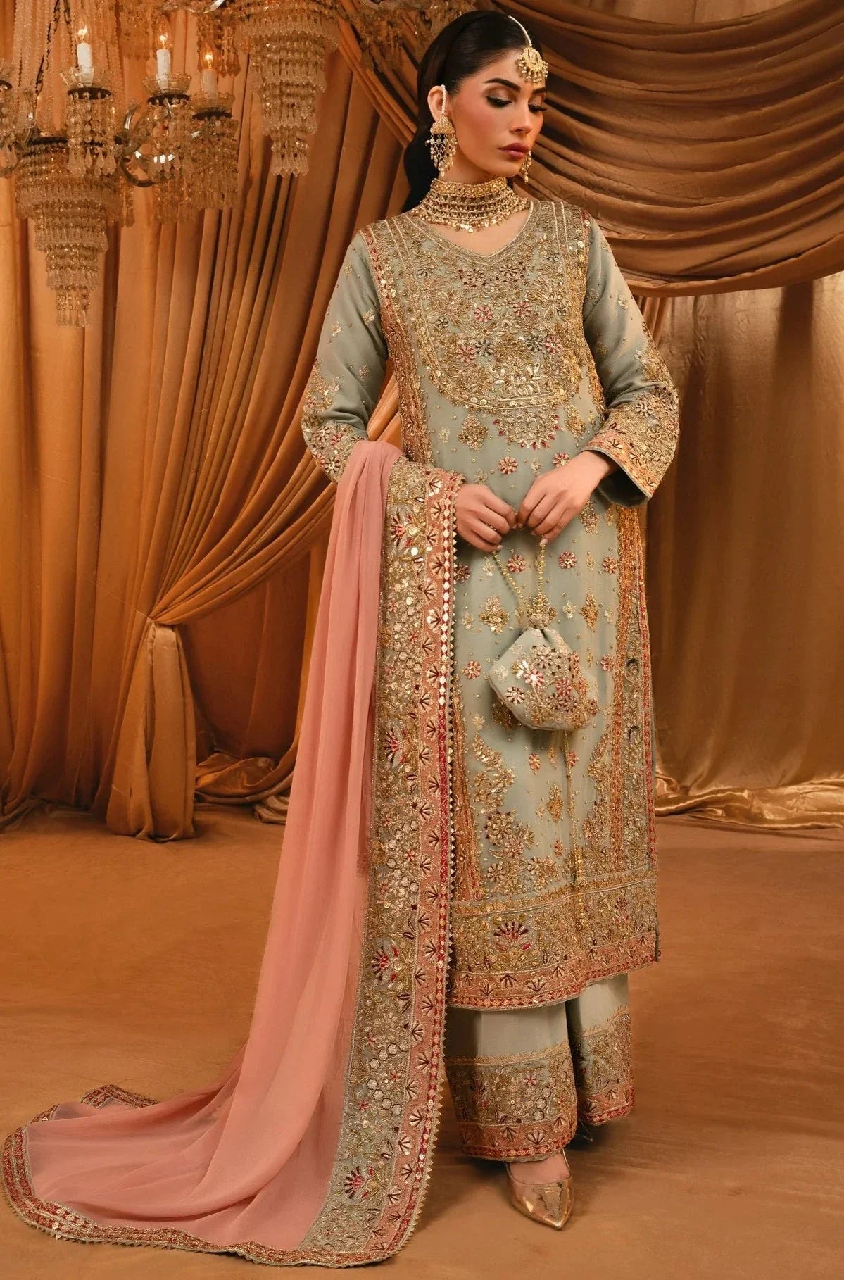 4 Piece Stitched Chiffon Embroidered LM-7