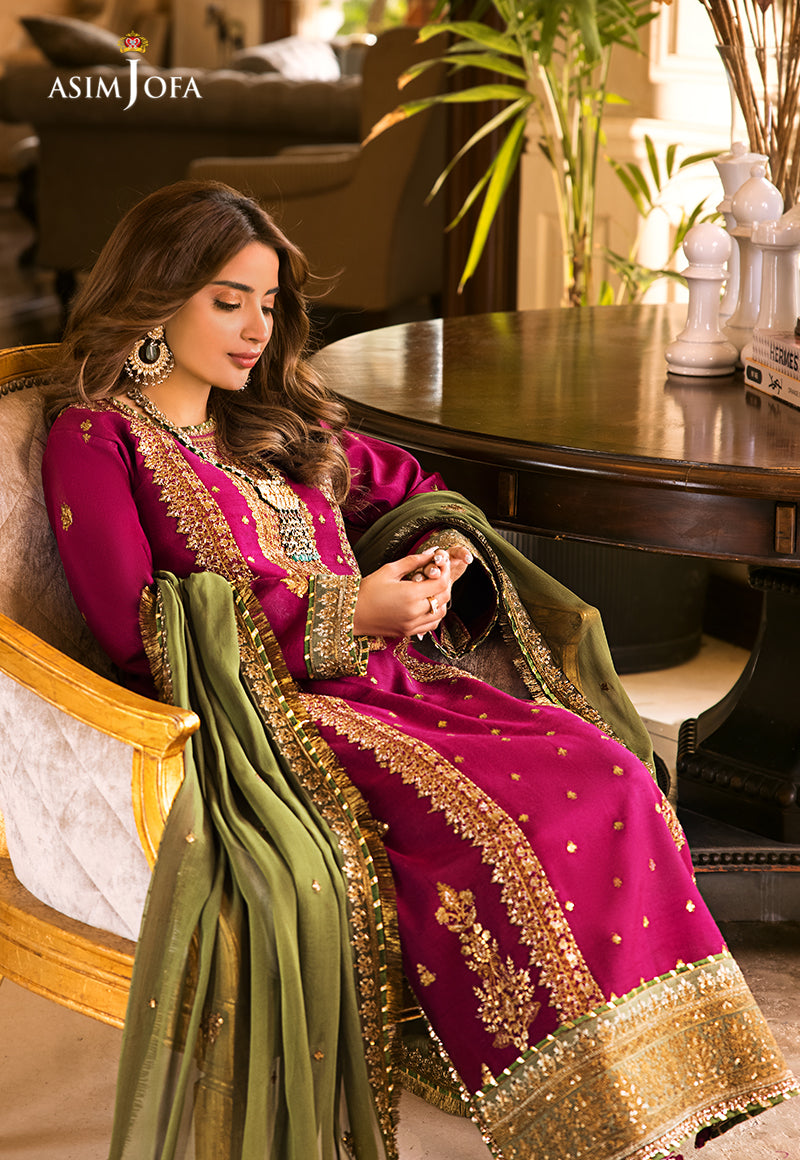 3 Piece Stitched - Embroidered Chiffon LM-3 | AsimJofa