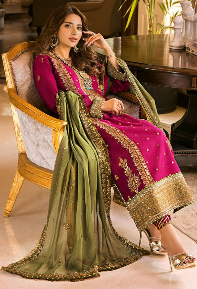 3 Piece Stitched - Embroidered Chiffon LM-3 | AsimJofa