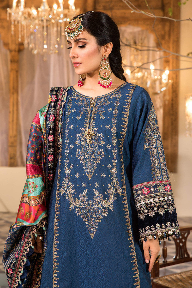 3 Piece Stitched - Embroidered Katan Self Jacquard | Maria.B